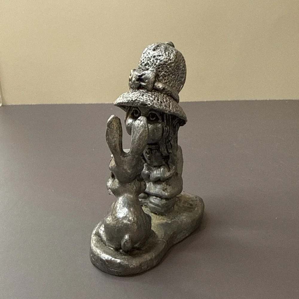 Michael Ricker Pewter Holly Hobbie Girls Rabbit  Miniature Figurine